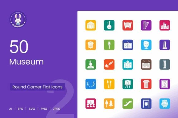 50 Museum Filled Round Corner Icons: The Ultimate Visual Toolkit for Cultural Design