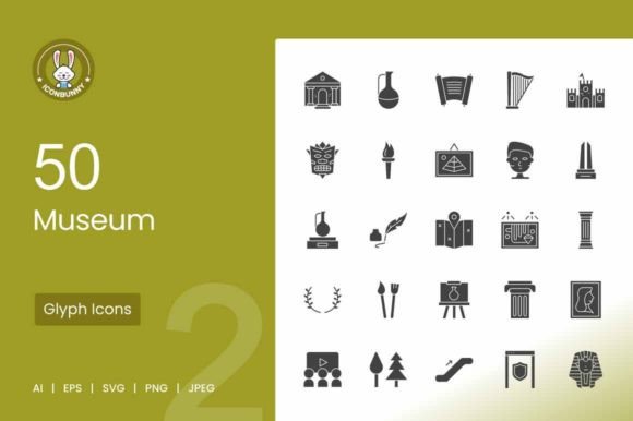 50 Museum Glyph Icons for Designers