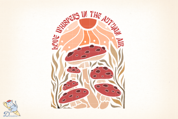Boho Mushroom Fall: A Hand-Drawn Digital Illustration