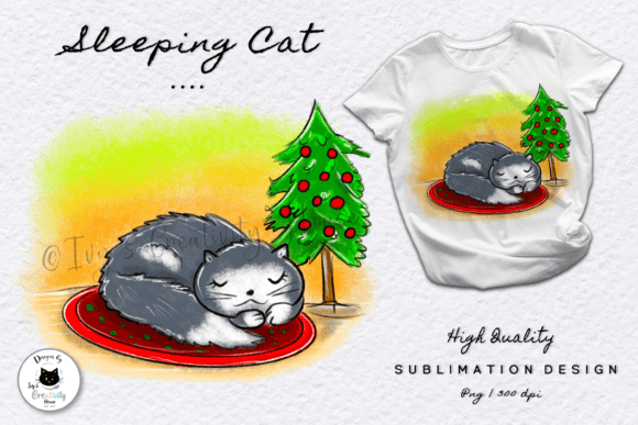 Cute Cat Illustration Christmas PNG: The Perfect Digital Asset for Holiday Crafting