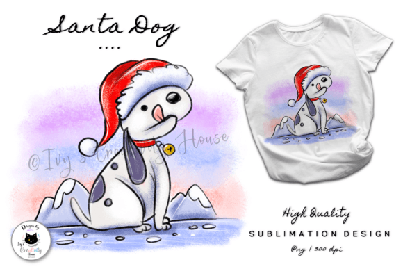 Cute Santa Dog Christmas Illustration