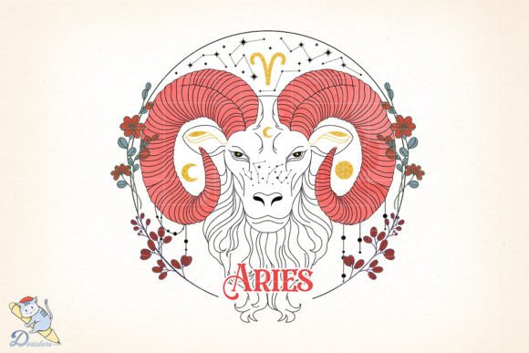 Floral Zodiac Aries Sublimation Design