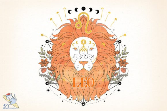 Floral Zodiac Leo Sublimation: A Freehand Artistic Asset