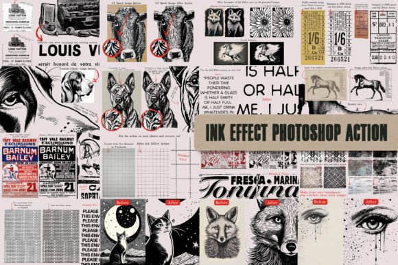 Ink Effect Photoshop Action for Vintage Art