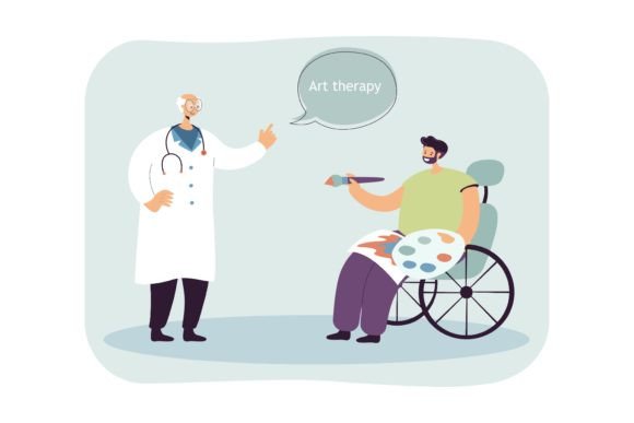 Understanding the Impact of Disabled Man Drawing Vector Illustration