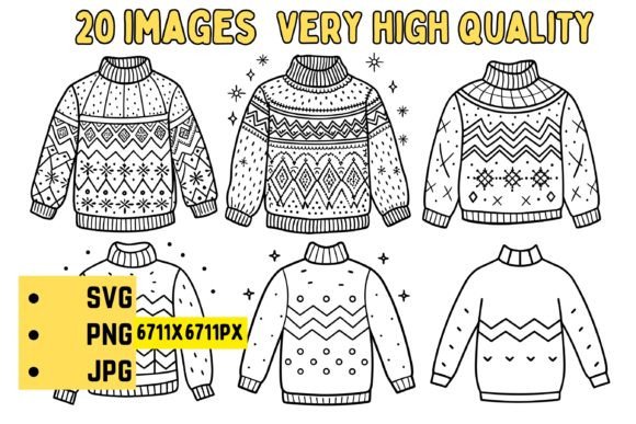 Warm Sweaters Coloring Pages Svg, Png